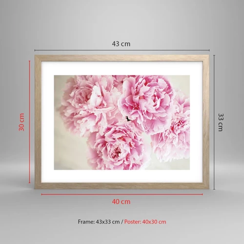 Poster in einem Rahmen aus heller Eiche - In rosa Glamour - 40x30 cm