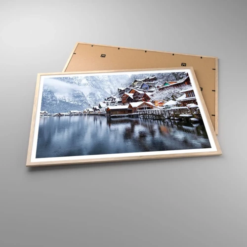 Poster in einem Rahmen aus heller Eiche - In winterlicher Dekoration - 100x70 cm