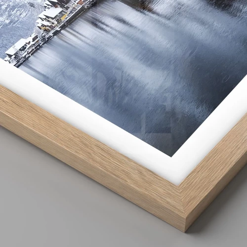 Poster in einem Rahmen aus heller Eiche - In winterlicher Dekoration - 100x70 cm