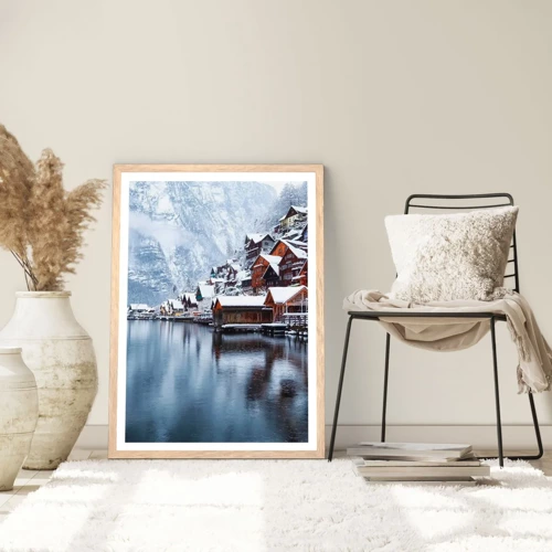 Poster in einem Rahmen aus heller Eiche - In winterlicher Dekoration - 40x50 cm