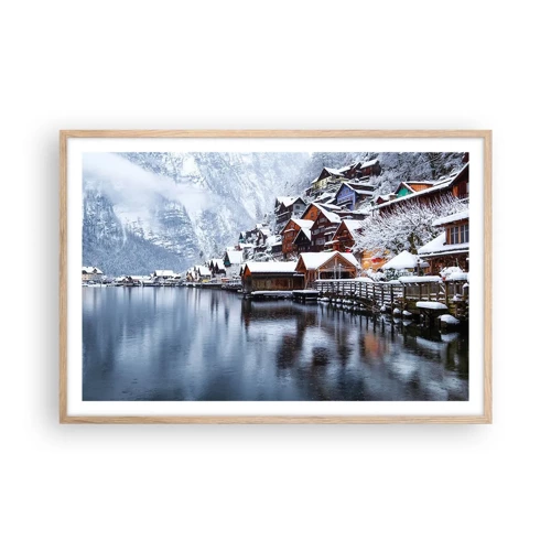 Poster in einem Rahmen aus heller Eiche - In winterlicher Dekoration - 91x61 cm