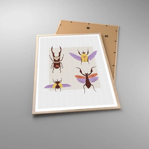 Poster in einem Rahmen aus heller Eiche - Insektenwelt - 70x100 cm