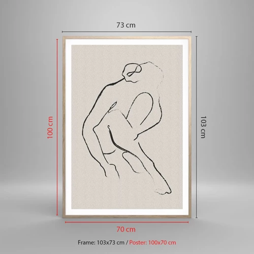 Poster in einem Rahmen aus heller Eiche - Intime Skizze - 70x100 cm