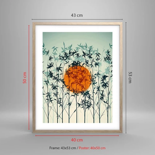 Poster in einem Rahmen aus heller Eiche - Japanische Sonne - 40x50 cm