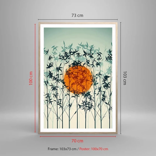 Poster in einem Rahmen aus heller Eiche - Japanische Sonne - 70x100 cm