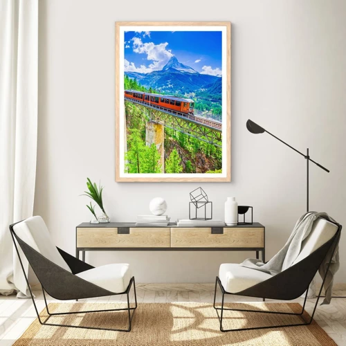 Poster in einem Rahmen aus heller Eiche - Jetzt sind Alpen dran - 40x50 cm