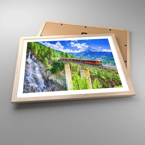 Poster in einem Rahmen aus heller Eiche - Jetzt sind Alpen dran - 50x40 cm