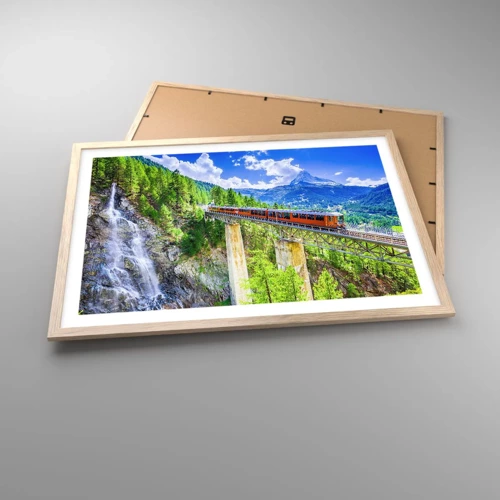 Poster in einem Rahmen aus heller Eiche - Jetzt sind Alpen dran - 70x50 cm