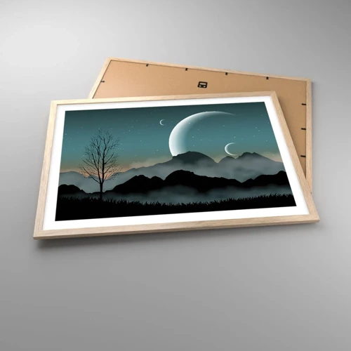 Poster in einem Rahmen aus heller Eiche - Karneval in der Sternenacht - 70x50 cm