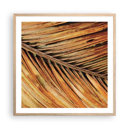Poster in einem Rahmen aus heller Eiche - Kokosnuss-Gold - 60x60 cm