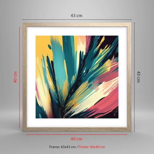Poster in einem Rahmen aus heller Eiche - Komposition – eine Explosion der Freude - 40x40 cm