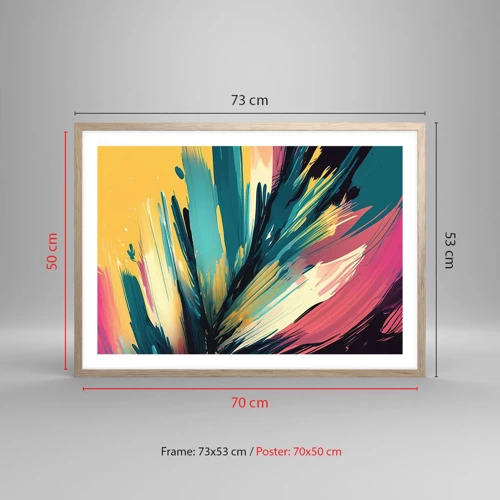 Poster in einem Rahmen aus heller Eiche - Komposition – eine Explosion der Freude - 70x50 cm