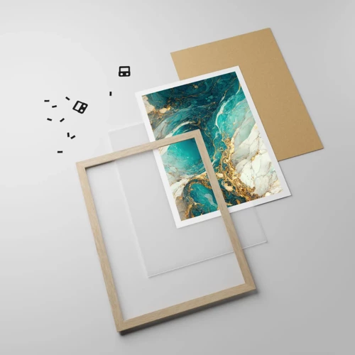 Poster in einem Rahmen aus heller Eiche - Komposition mit Goldadern - 40x50 cm