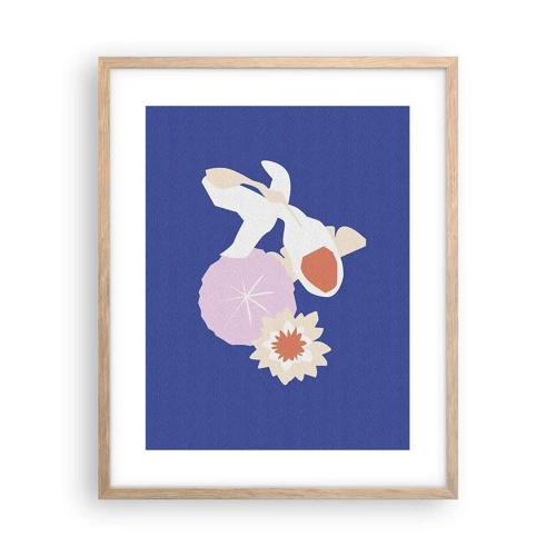 Poster in einem Rahmen aus heller Eiche - Komposition von Blüten und Knospen - 40x50 cm