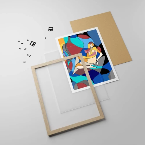 Poster in einem Rahmen aus heller Eiche - Kubistischer Akt - 70x100 cm
