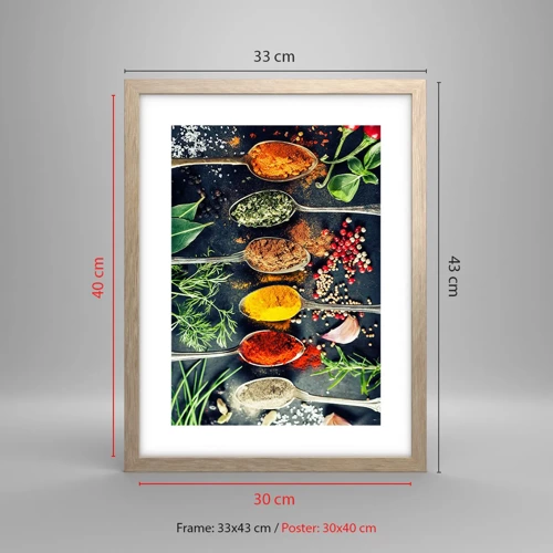Poster in einem Rahmen aus heller Eiche - Kulinarische Magie - 30x40 cm