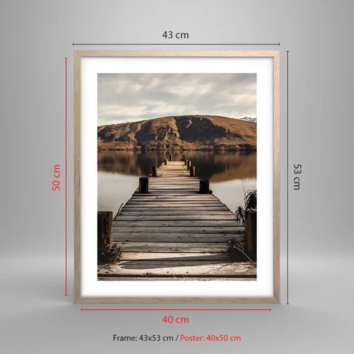 Poster in einem Rahmen aus heller Eiche - Landschaft in Stille - 40x50 cm
