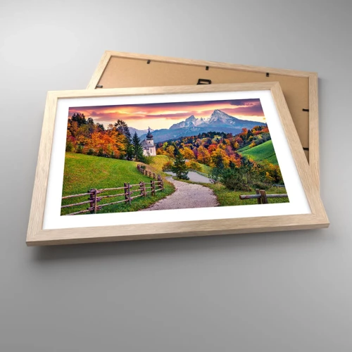 Poster in einem Rahmen aus heller Eiche - Landschaftsartige Malerei - 40x30 cm