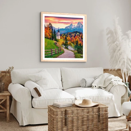 Poster in einem Rahmen aus heller Eiche - Landschaftsartige Malerei - 50x50 cm