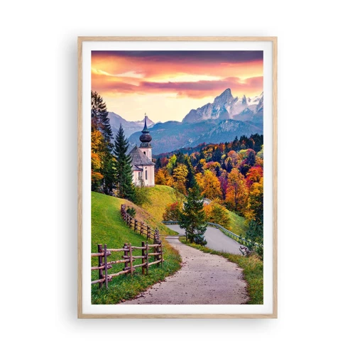 Poster in einem Rahmen aus heller Eiche - Landschaftsartige Malerei - 70x100 cm
