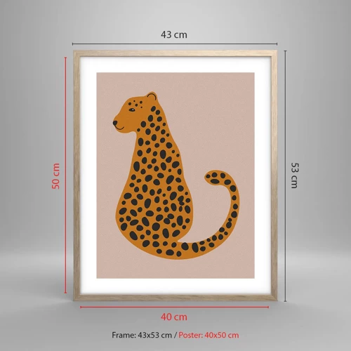 Poster in einem Rahmen aus heller Eiche - Leopardenmuster ist ein modisches Muster - 40x50 cm