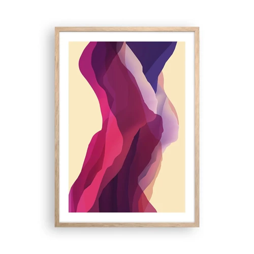 Poster in einem Rahmen aus heller Eiche - Lila Wellen - 50x70 cm