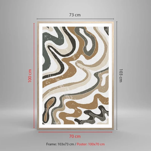 Poster in einem Rahmen aus heller Eiche - Mäander in Erdfarben - 70x100 cm