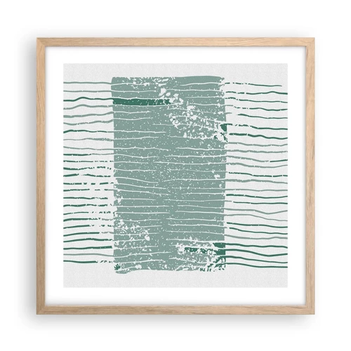 Poster in einem Rahmen aus heller Eiche - Marine Abstraktion - 50x50 cm