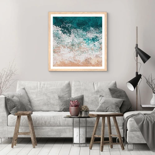 Poster in einem Rahmen aus heller Eiche - Meeresgeschichten - 60x60 cm