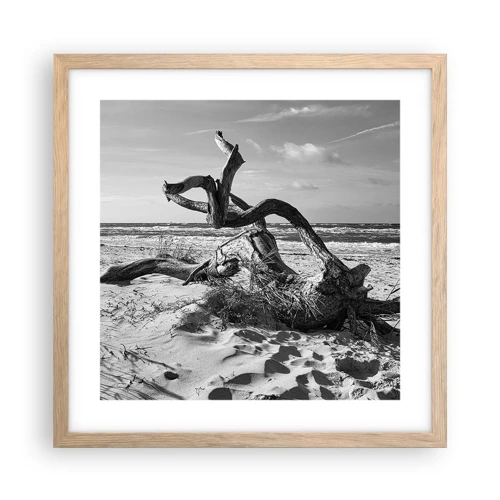 Poster in einem Rahmen aus heller Eiche - Meeresskulptur - 40x40 cm