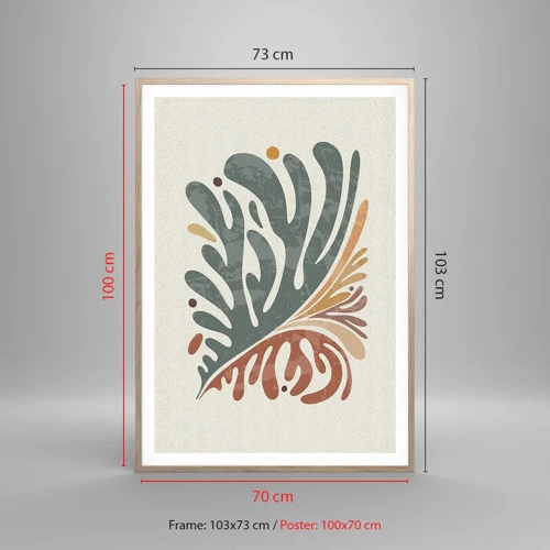 Poster in einem Rahmen aus heller Eiche - Mehrfarbiges Blatt - 70x100 cm