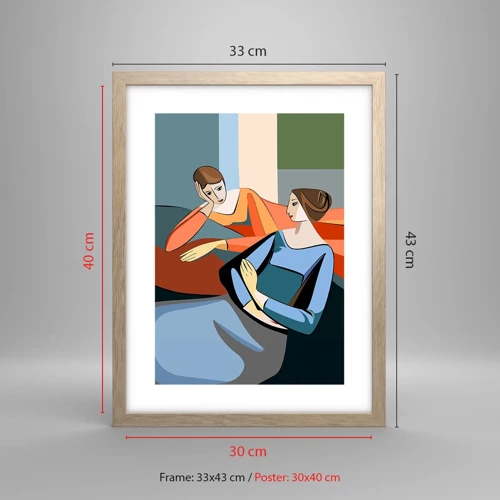 Poster in einem Rahmen aus heller Eiche - Moment der Zuversicht - 30x40 cm