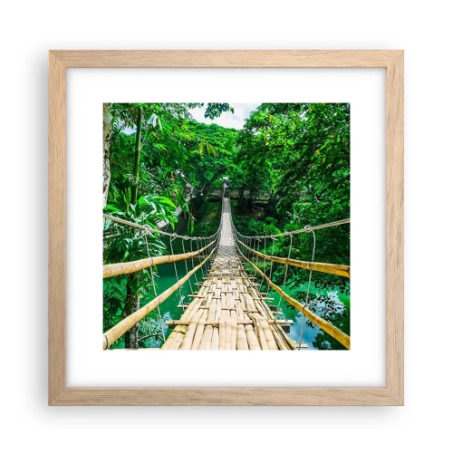 Poster in einem Rahmen aus heller Eiche - Monkey Bridge über das Grün - 30x30 cm