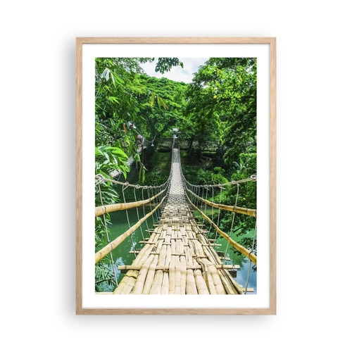 Poster in einem Rahmen aus heller Eiche - Monkey Bridge über das Grün - 50x70 cm