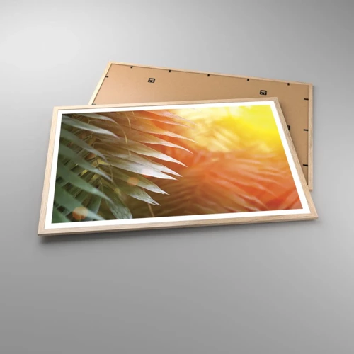 Poster in einem Rahmen aus heller Eiche - Morgen im Dschungel - 91x61 cm