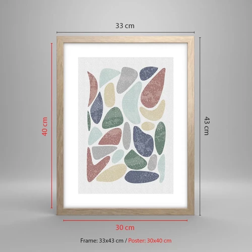 Poster in einem Rahmen aus heller Eiche - Mosaik aus pulverförmigen Farben - 30x40 cm