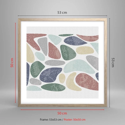 Poster in einem Rahmen aus heller Eiche - Mosaik aus pulverförmigen Farben - 50x50 cm