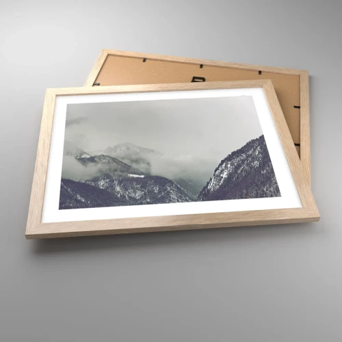 Poster in einem Rahmen aus heller Eiche - Nebliges Tal - 40x30 cm