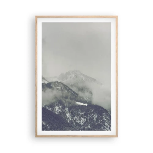 Poster in einem Rahmen aus heller Eiche - Nebliges Tal - 61x91 cm