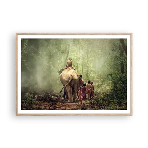 Poster in einem Rahmen aus heller Eiche - Neues Dschungelbuch - 100x70 cm