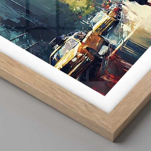 Poster in einem Rahmen aus heller Eiche - New York – selbst der Regen ist hier bunt - 100x70 cm