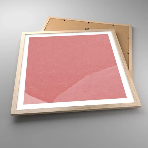 Poster in einem Rahmen aus heller Eiche - Organische Komposition in Rosa - 50x50 cm