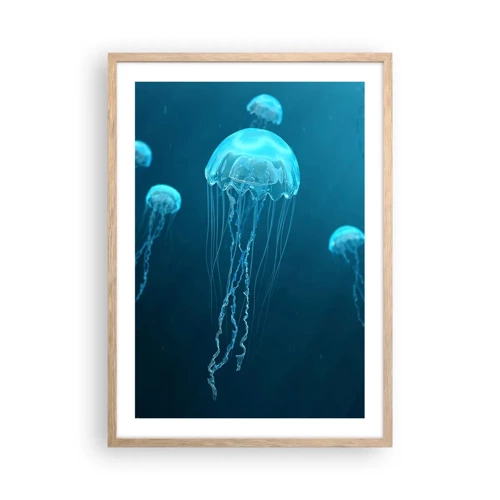 Poster in einem Rahmen aus heller Eiche - Ozeantanz - 50x70 cm