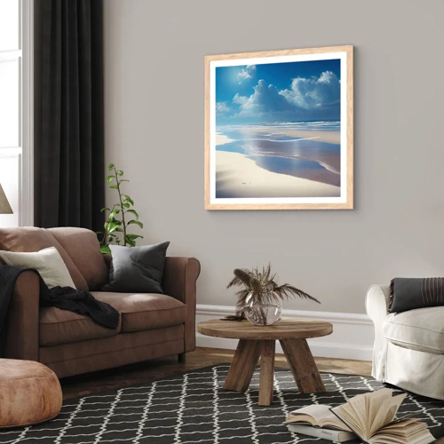 Poster in einem Rahmen aus heller Eiche - Paradiesischer Urlaub - 30x30 cm