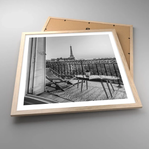 Poster in einem Rahmen aus heller Eiche - Pariser Nachmittag - 50x50 cm