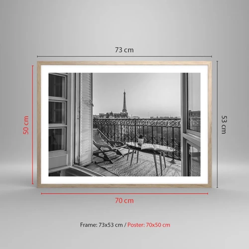 Poster in einem Rahmen aus heller Eiche - Pariser Nachmittag - 70x50 cm
