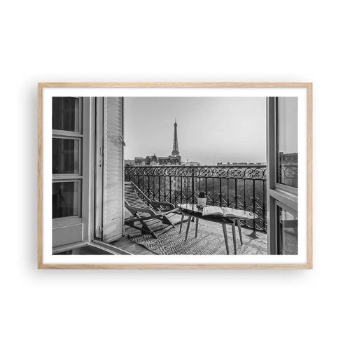 Poster in einem Rahmen aus heller Eiche - Pariser Nachmittag - 91x61 cm