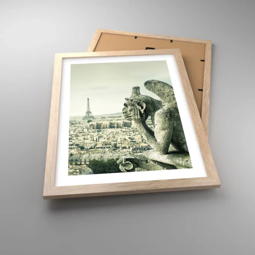 Poster in einem Rahmen aus heller Eiche - Pariser Plaudern - 30x40 cm