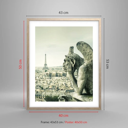 Poster in einem Rahmen aus heller Eiche - Pariser Plaudern - 40x50 cm