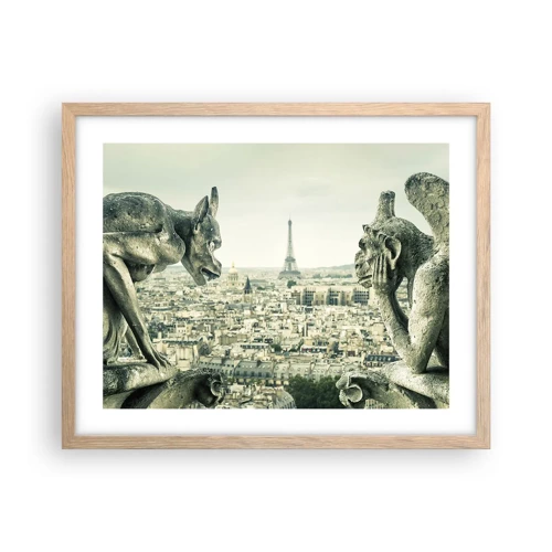 Poster in einem Rahmen aus heller Eiche - Pariser Plaudern - 50x40 cm